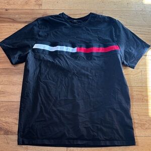 Tommy Hilfiger Black Tee with Red and White Stripe